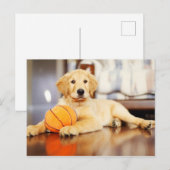 Golden Retriever mit Basketballspielzeug Postkarte (Vorne/Hinten)