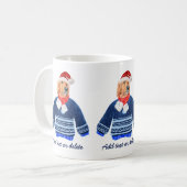 Golden Retriever mit blauem Ugly Sweater Dog Kaffeetasse (Vorderseite Links)