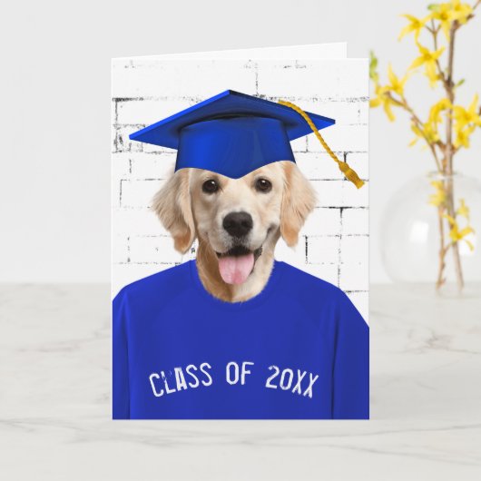 Golden Retriever mit Blue Cap Karte (Gelbe Blume)