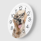 Golden Retriever mit Brille Große Wanduhr (Winkel)