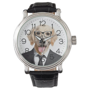 Golden Retriever mit Brille Uhr