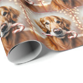 Golden Retriever mit Candy Cane Geschenkpapier (Rolleneckpunkt)