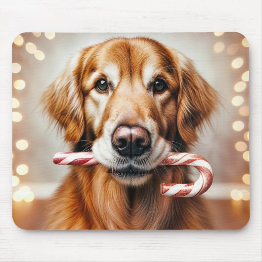 Golden Retriever mit Candy Cane Mousepad (Vorne)