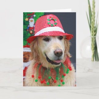 Golden Retriever mit einem Fedora-Hut Feiertagskarte