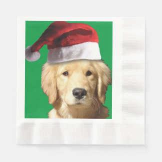 Golden Retriever mit einem Santa Claus Hat Serviette