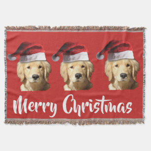 Golden Retriever mit einem Weihnachtshut Decke