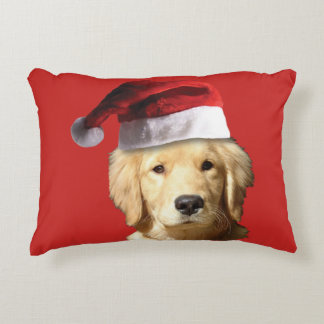 Golden Retriever mit einem Weihnachtshut Dekokissen