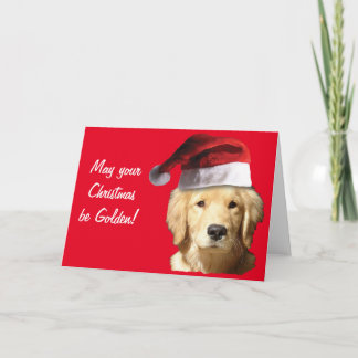 Golden Retriever mit einem Weihnachtshut Feiertagskarte