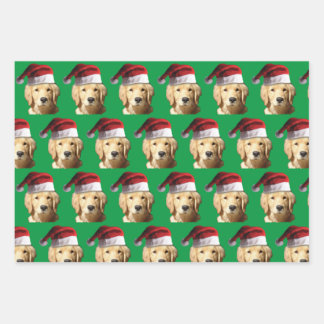 Golden Retriever mit einem Weihnachtshut Geschenkpapier Set