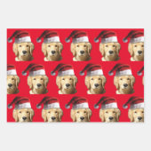 Golden Retriever mit einem Weihnachtshut Geschenkpapier Set (Vorderseite 2)