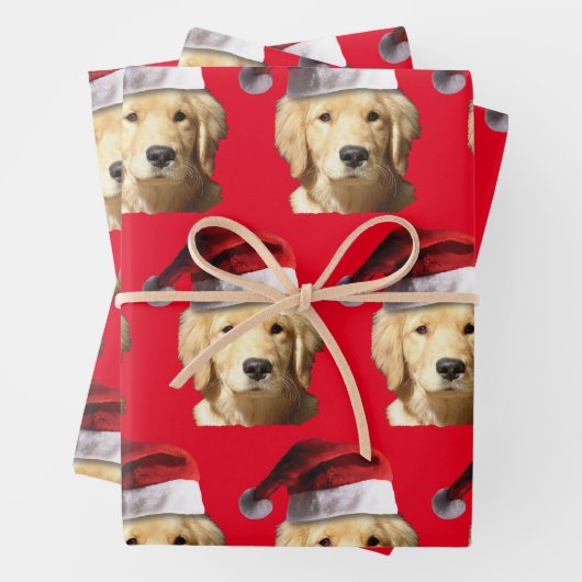 Golden Retriever mit einem Weihnachtshut Geschenkpapier Set (Beispiel)