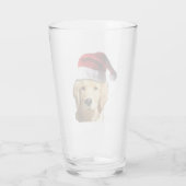 Golden Retriever mit einem Weihnachtshut Glas (Rückseite)