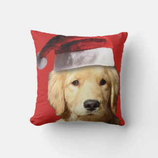 Golden Retriever mit einem Weihnachtshut Kissen
