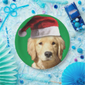 Golden Retriever mit einem Weihnachtshut Pappteller (Party)