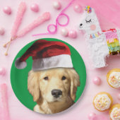 Golden Retriever mit einem Weihnachtshut Pappteller (Party)