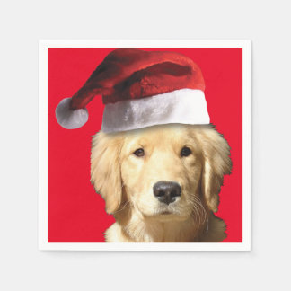 Golden Retriever mit einem Weihnachtshut Serviette