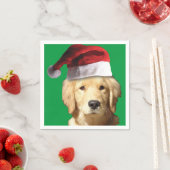 Golden Retriever mit einem Weihnachtshut Serviette (Beispiel)
