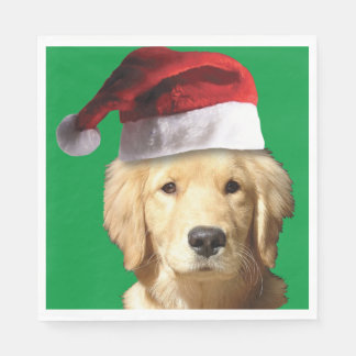 Golden Retriever mit einem Weihnachtshut Serviette