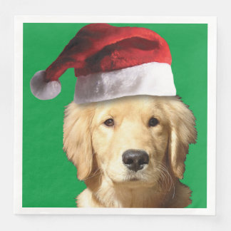 Golden Retriever mit einem Weihnachtshut Serviette