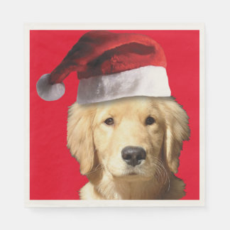 Golden Retriever mit einem Weihnachtshut Serviette