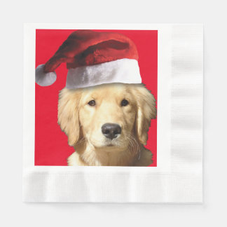 Golden Retriever mit einem Weihnachtshut Serviette