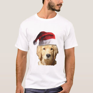 Golden Retriever mit einem Weihnachtshut T-Shirt
