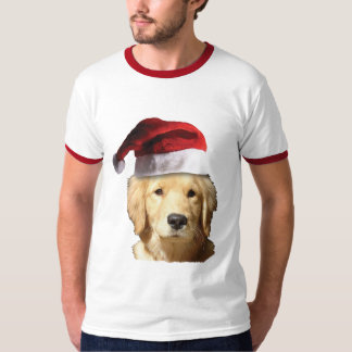Golden Retriever mit einem Weihnachtshut T-Shirt