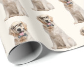 Golden Retriever mit Eyeglasses Geschenkpapier (Rolleneckpunkt)
