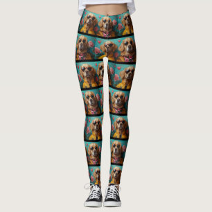 Golden Retriever mit Herz Rosen Valentinstag Leggings