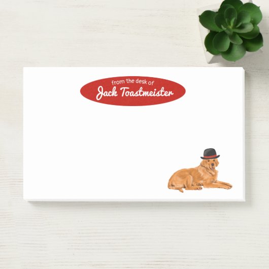 Golden Retriever mit Hutanstrich Post-it Klebezettel (Büro)