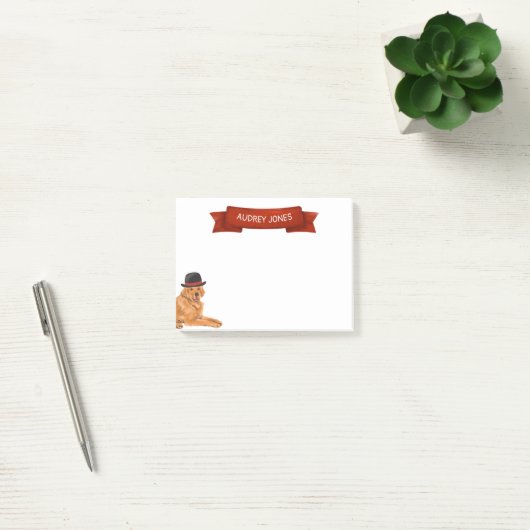 Golden Retriever mit Hutanstrich Post-it Klebezettel (Büro)