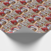 Golden Retriever mit Ingwer Kitten im Strumpf Geschenkpapier (Ecke)