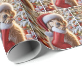 Golden Retriever mit Ingwer Kitten im Strumpf Geschenkpapier (Rolleneckpunkt)