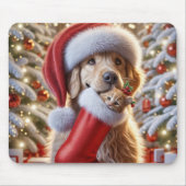 Golden Retriever mit Ingwer Kitten im Strumpf Mousepad (Vorne)