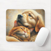 Golden Retriever mit Ingwerkatze Mousepad (Mit Mouse)