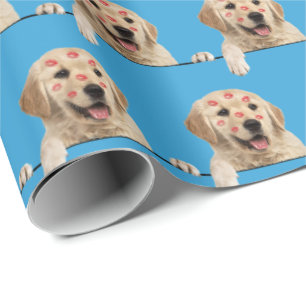 Golden Retriever mit Lipstick Kisses Geschenkpapier