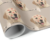 Golden Retriever mit Lipstick Kisses Geschenkpapier (Rolleneckpunkt)