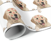 Golden Retriever mit Lipstick Kisses Geschenkpapier (Rolleneckpunkt)