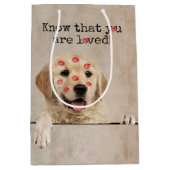 Golden Retriever mit Lipstick Kisses Mittlere Geschenktüte (Vorderseite)