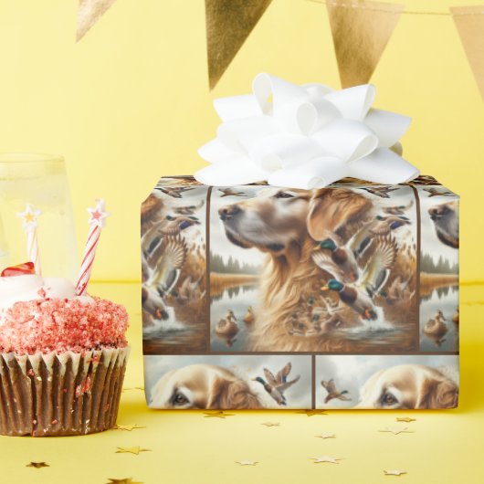 Golden Retriever mit Mallard Enten Geschenkpapier (Geburtstagsparty)