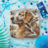 Golden Retriever mit Mallard Enten Pappteller (Party)