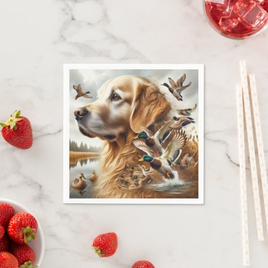 Golden Retriever mit Mallard Enten Serviette (Beispiel)