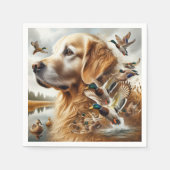Golden Retriever mit Mallard Enten Serviette (Vorderseite)