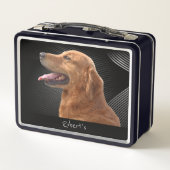 Golden Retriever Mit Monogramm Metal Lunch Box (Rückseite)