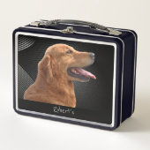 Golden Retriever Mit Monogramm Metal Lunch Box (Vorderseite)