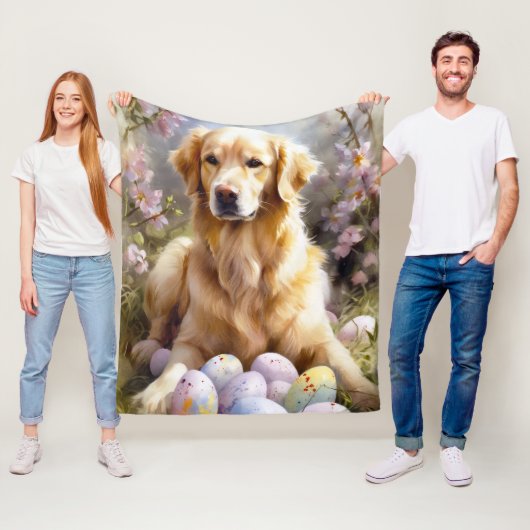Golden Retriever mit Ostereiern Fleecedecke (Beispiel)