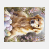 Golden Retriever mit Ostereiern Fleecedecke (Vorderseite (Horizontal))