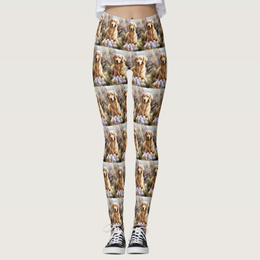 Golden Retriever mit Ostereiern Leggings (Vorderseite)