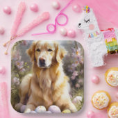 Golden Retriever mit Ostereiern Pappteller (Party)