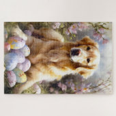 Golden Retriever mit Ostereiern Puzzle (Horizontal)